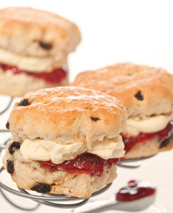 fruit scones and strawberry jam